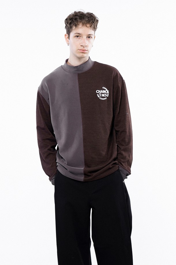 CHANCE'S NOI - 스웨트셔츠 - Circle Reverse Slev Hlaf-neck Sweat - Brown /M243MT03BR