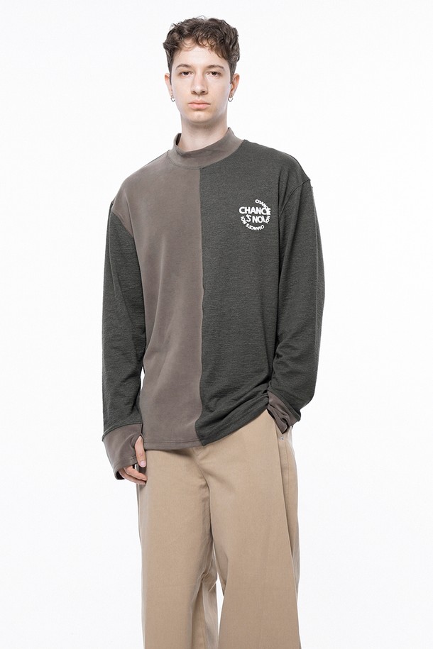 CHANCE'S NOI - 스웨트셔츠 - Circle Reverse Slev Hlaf-neck Sweat - Khaki Beige /M243MT03KA