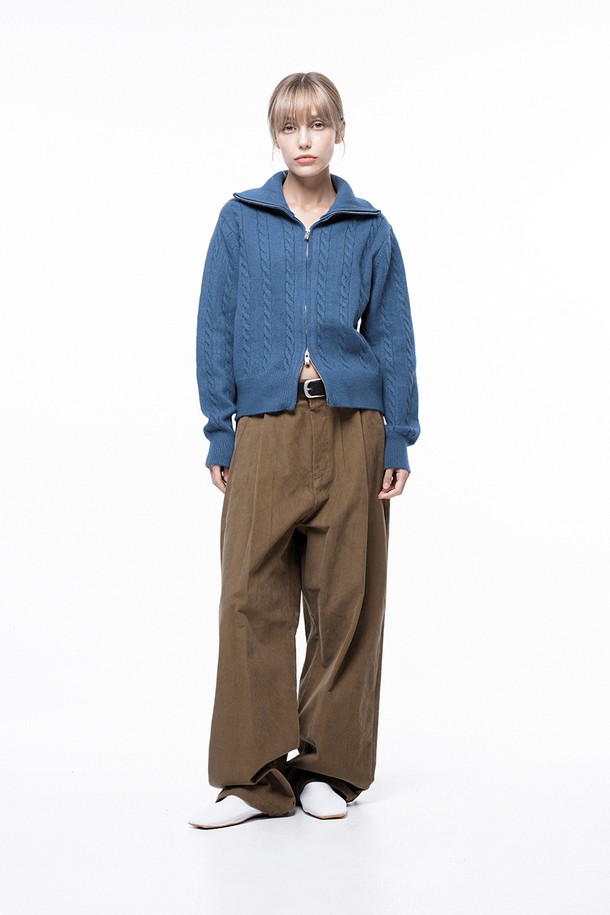 CHANCE'S NOI FOR WOMEN - 캐주얼팬츠 - Corduroy One-tuck Wide Pants - Brown /M243PT01BRW