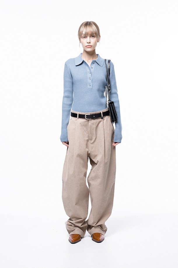 CHANCE'S NOI FOR WOMEN - 캐주얼팬츠 - Corduroy One-tuck Wide Pants - Beige /M243PT01BEW