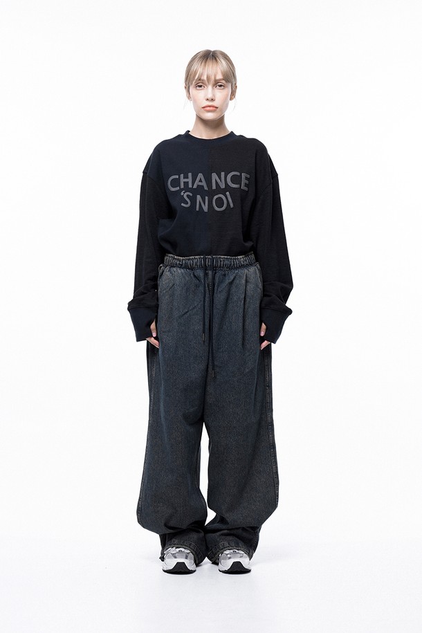 CHANCE'S NOI FOR WOMEN - 캐주얼팬츠 - Corduroy Washed Banding Denim - Dark /W243PT01DK