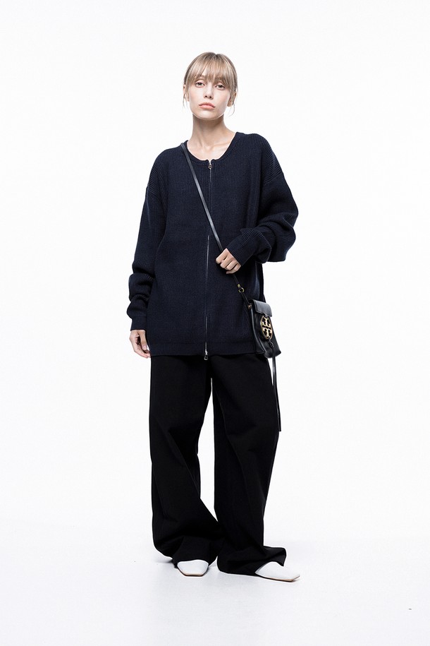 CHANCE'S NOI FOR WOMEN - 캐주얼팬츠 - Side Tuck Wide Cotton Slacks - Black /M243PT04BKW