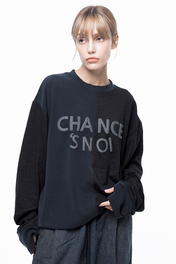 CHANCE'S NOI FOR WOMEN - 스웨트셔츠 - S`noi Reverse Slev Crew-neck Sweat - Black Navy /M243MT01BKW