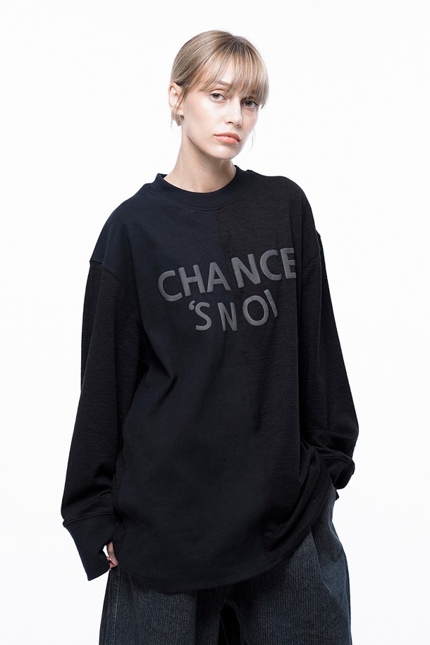 CHANCE'S NOI FOR WOMEN - 스웨트셔츠 - S`noi Reverse Rib Crew Neck Sweat - Black Navy /M243MT02BKW