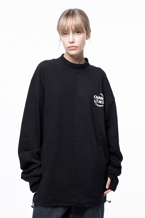 CHANCE'S NOI FOR WOMEN - 스웨트셔츠 - Circle Reverse Slev Hlaf-neck Sweat - Black /M243MT03BKW