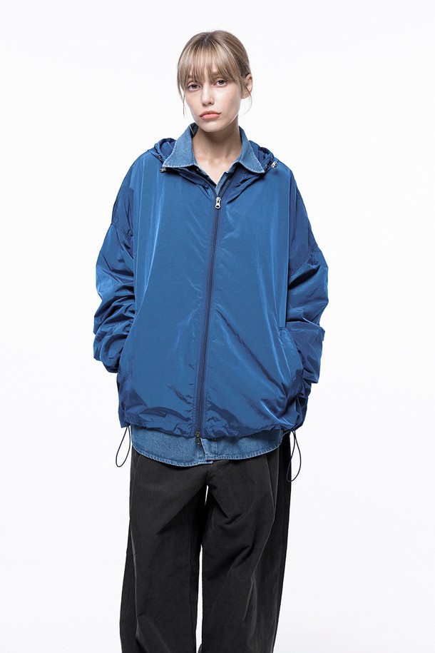 CHANCE'S NOI FOR WOMEN - 블루종/점퍼 - Glisten Hooded Windbreaker Jumper - Blue /W243OT02BL