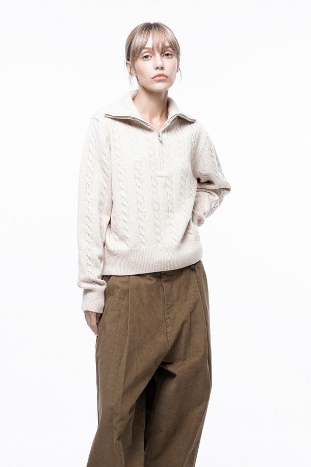 CHANCE'S NOI FOR WOMEN - 스웨터 - Soft Cable Half Zip-up Knit - Oatmeal /W243TP01OT