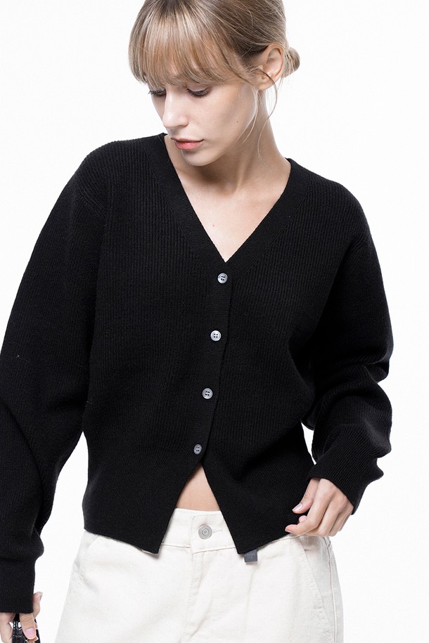 CHANCE'S NOI FOR WOMEN - 가디건 - Soft Crop Knit Cardigan - Black /W243TP04BK