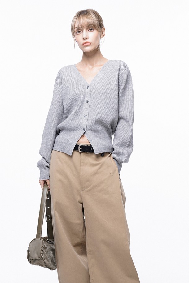 CHANCE'S NOI FOR WOMEN - 가디건 - Soft Crop Knit Cardigan - Melange /W243TP04ML