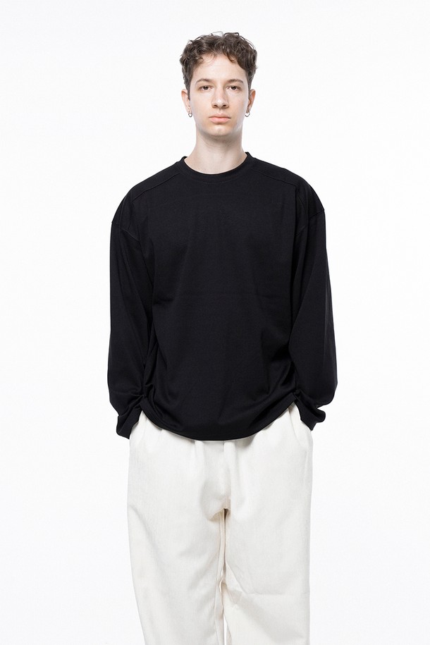 CHANCE'S NOI - 긴팔티셔츠 - Ponte Slit Long-sleeved - Black /M243TP02BK