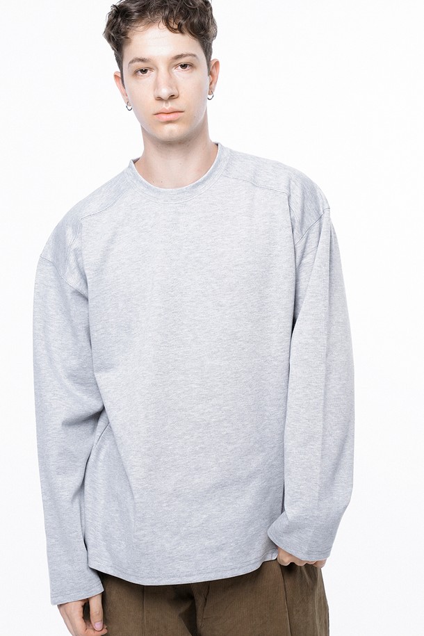 CHANCE'S NOI - 긴팔티셔츠 - Ponte Slit Long-sleeved - Gray /M243TP02GR