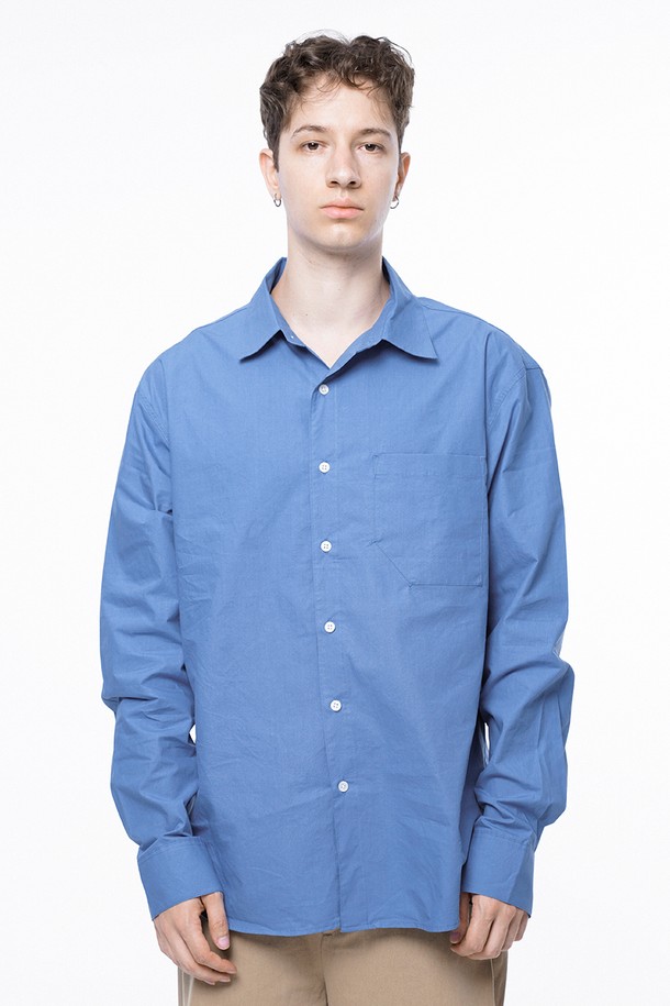 CHANCE'S NOI - 긴팔셔츠 - Standard Polygon Pocket Shirt - Royal Blue /M243SH01BL