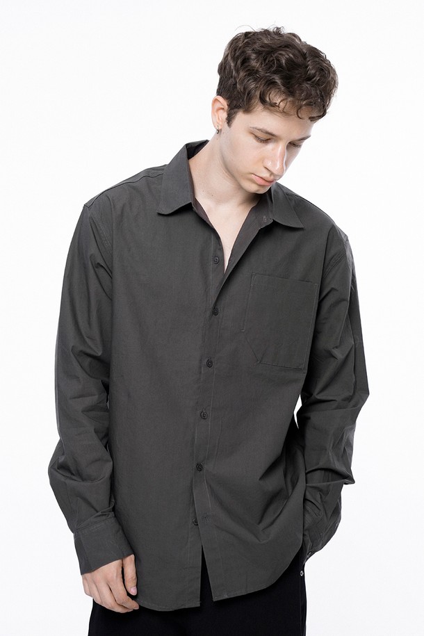 CHANCE'S NOI - 긴팔셔츠 - Standard Polygon Pocket Shirt - Dark Brown /M243SH01BR