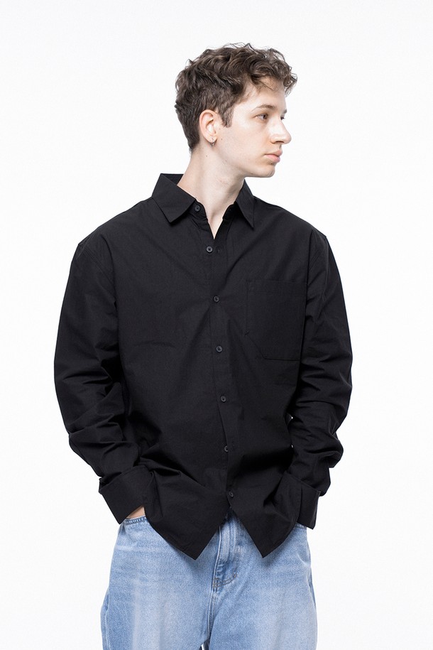 CHANCE'S NOI - 긴팔셔츠 - Standard Polygon Pocket Shirt - Black /M243SH01BK