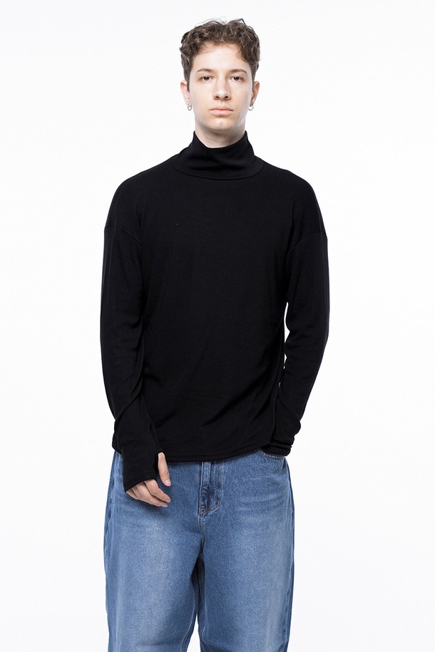 CHANCE'S NOI - 스웨터 - Spandex Finger-warmer Turtleneck - Black /M243TP04BK