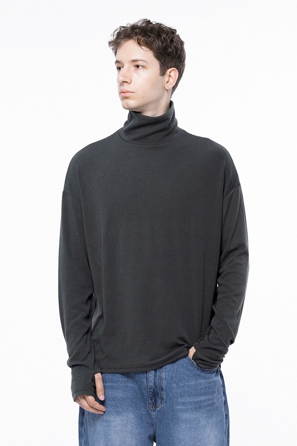 CHANCE'S NOI - 스웨터 - Spandex Finger-warmer Turtleneck - Khaki /M243TP04KA