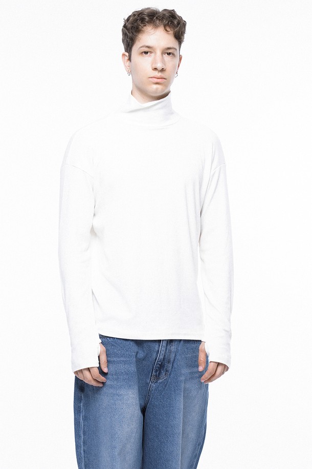 CHANCE'S NOI - 스웨터 - Spandex Finger-warmer Turtleneck - White /M243TP04WH