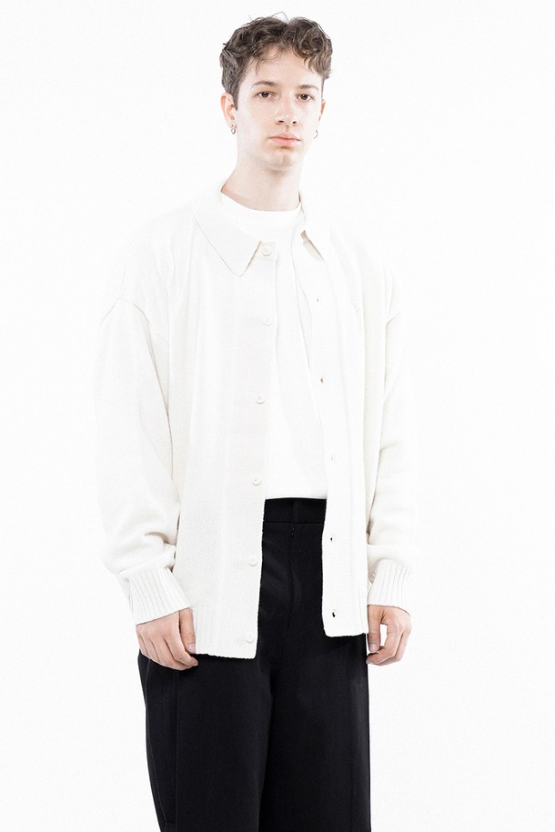 CHANCE'S NOI - 가디건 - Tear Collar-neck Cardigan - Ivory /M243OT03IV