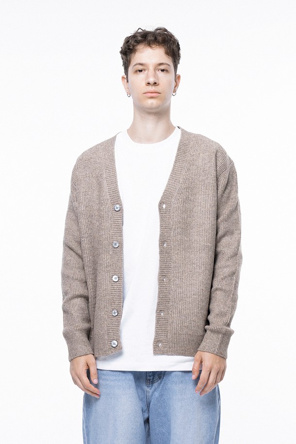 CHANCE'S NOI - 가디건 - Dense Hazzy Y-neck Cardigan - Beige /M243OT01BE