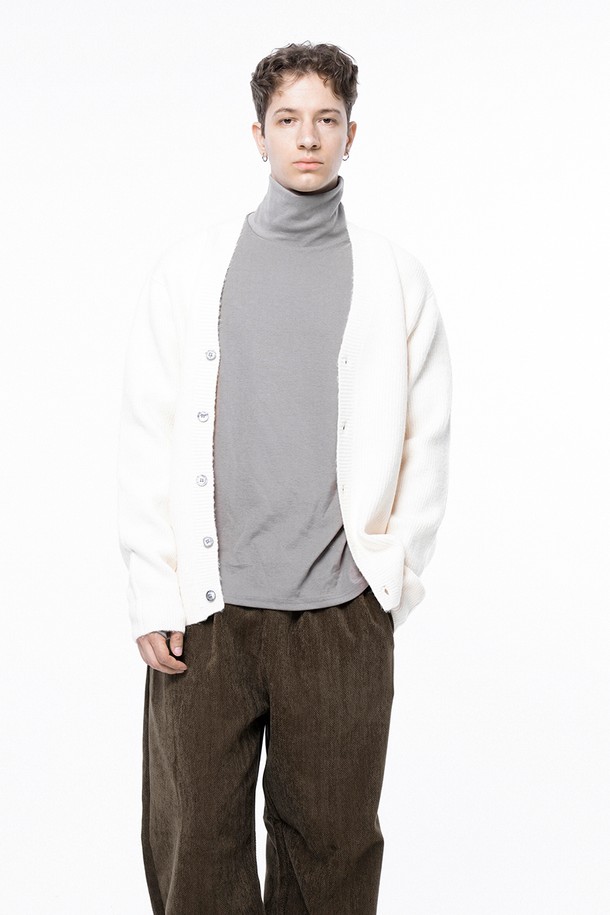 CHANCE'S NOI - 가디건 - Dense Hazzy Y-neck Cardigan - Ivory /M243OT01IV