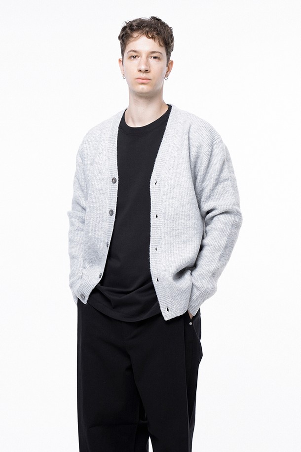 CHANCE'S NOI - 가디건 - Dense Hazzy Y-neck Cardigan - Melange /M243OT01ML