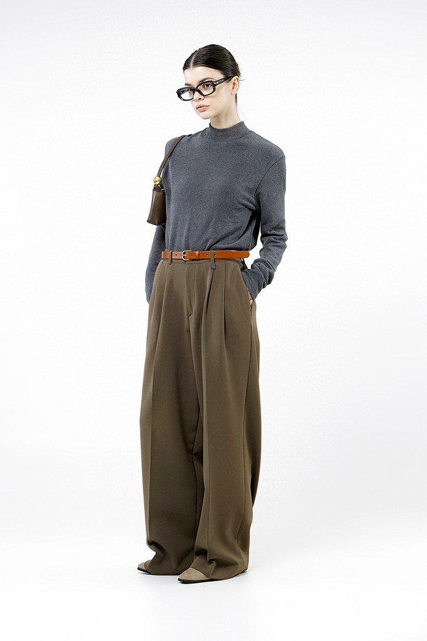 CHANCE'S NOI FOR WOMEN - 캐주얼팬츠 - [for Women] Wool Banding Wide Slacks - Brown /W244PT01BR