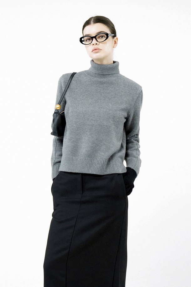 CHANCE'S NOI FOR WOMEN - 터틀넥 - [for Women] Soft Slit High Turtleneck - Charcoal /W244TP06CH