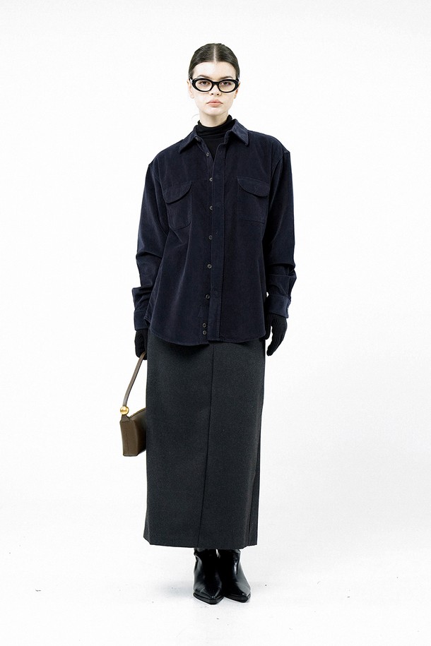 CHANCE'S NOI FOR WOMEN - 긴팔셔츠 - [for Women] Loose-Fit Corduroy Shirt - Navy/W244TP07NY