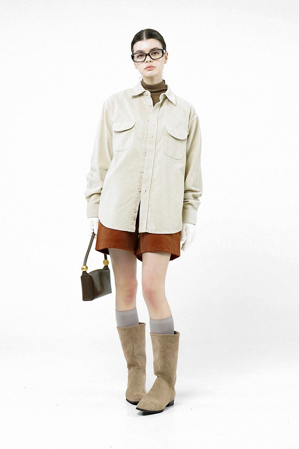 CHANCE'S NOI FOR WOMEN - 긴팔셔츠 - [for Women] Loose-Fit Corduroy Shirt - Cream/W244TP07CR