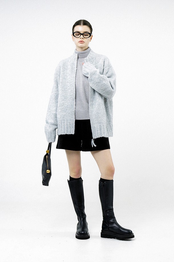 CHANCE'S NOI FOR WOMEN - 가디건 - [for Women] Loose Boucle Knit Zip up - Melange /W244TP09ML