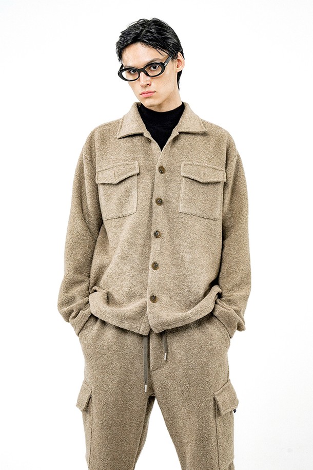 CHANCE'S NOI - 가디건 - Boucle Pocket Shirt Jacket - Oatmeal /W244TP01OT-M