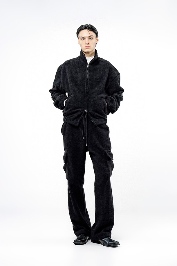 CHANCE'S NOI - 캐주얼팬츠 - Fleece String Cargo Pants - Black /M244PT05BK