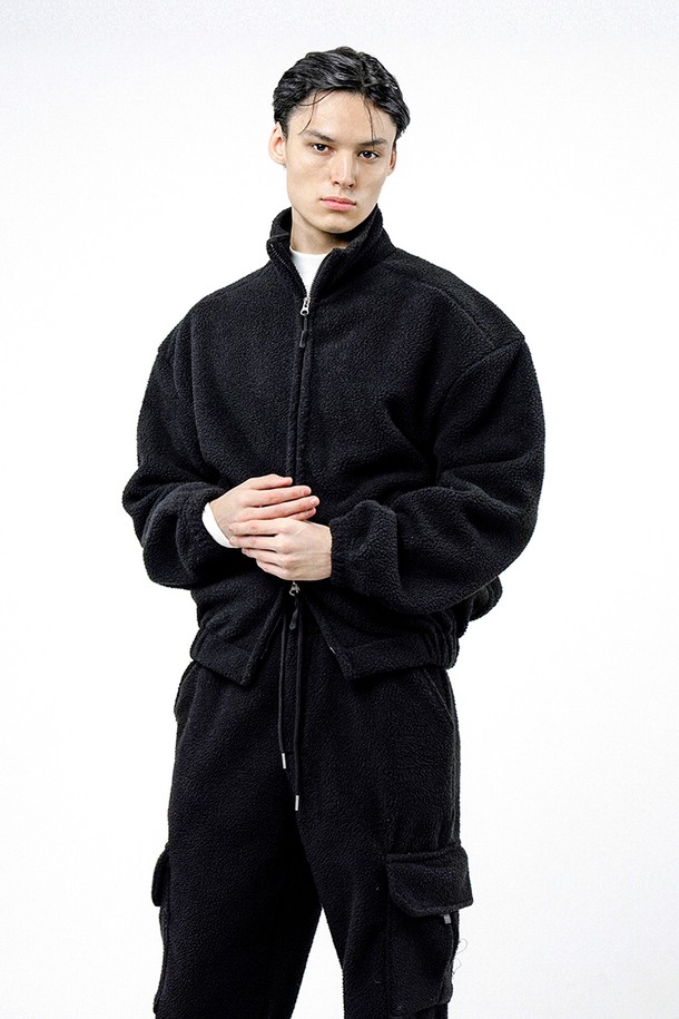 CHANCE'S NOI - 점퍼 - Fleece Two-way Zip-up - Black /M244TP02BK