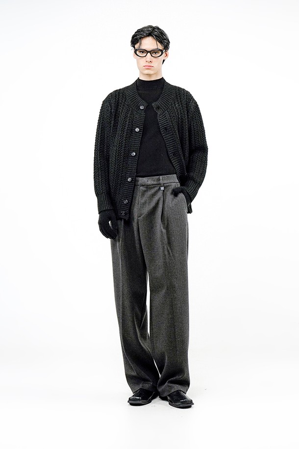 CHANCE'S NOI - 가디건 - Sweater Round-neck Cardigan - Black /M244TP06BK