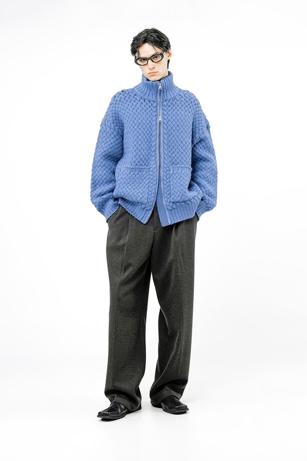 CHANCE'S NOI - 가디건 - High-neck Sweater Zip-up - Blue /M244TP07BL