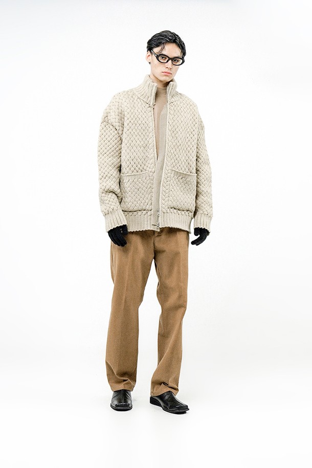 CHANCE'S NOI - 가디건 - High-neck Sweater Zip-up - Oatmeal /M244TP07OT