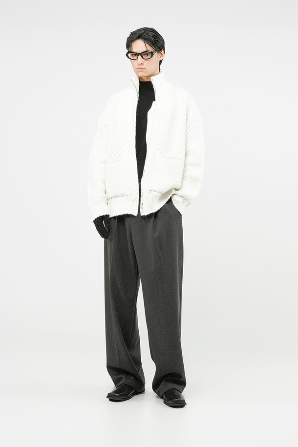 CHANCE'S NOI - 가디건 - High-neck Sweater Zip-up - Ivory /M244TP07IV