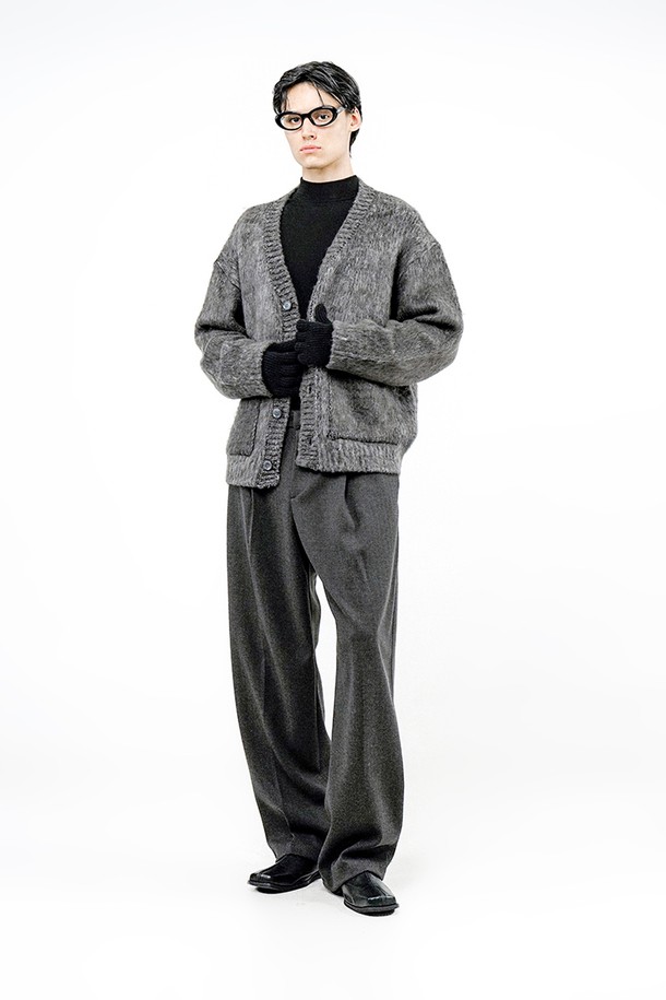 CHANCE'S NOI - 가디건 - Brush Sweater Loose Cardigan - Charcoal /M244TP08CH