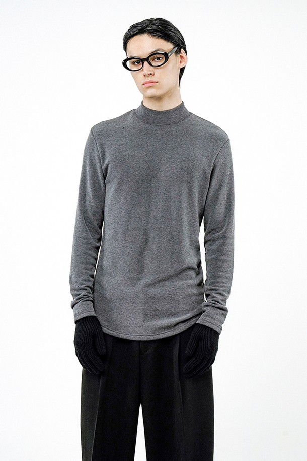 CHANCE'S NOI - 스웨터 - Fleece Wool Half Turtleneck - Charcoal /M244TP03CH