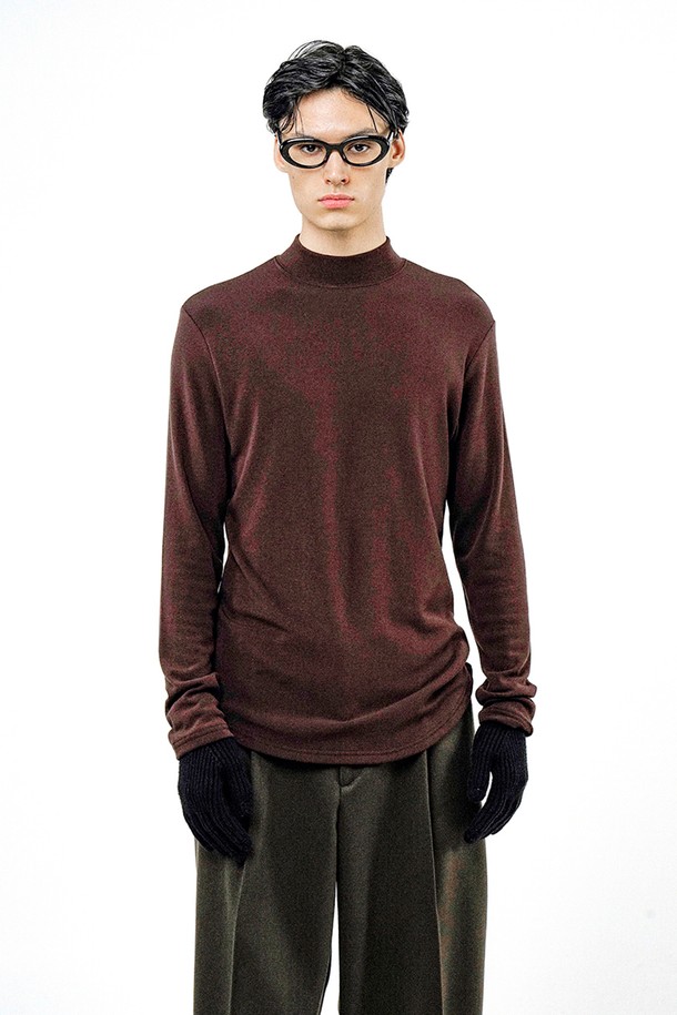 CHANCE'S NOI - 스웨터 - Fleece Wool Half Turtleneck - Brown /M244TP03BR