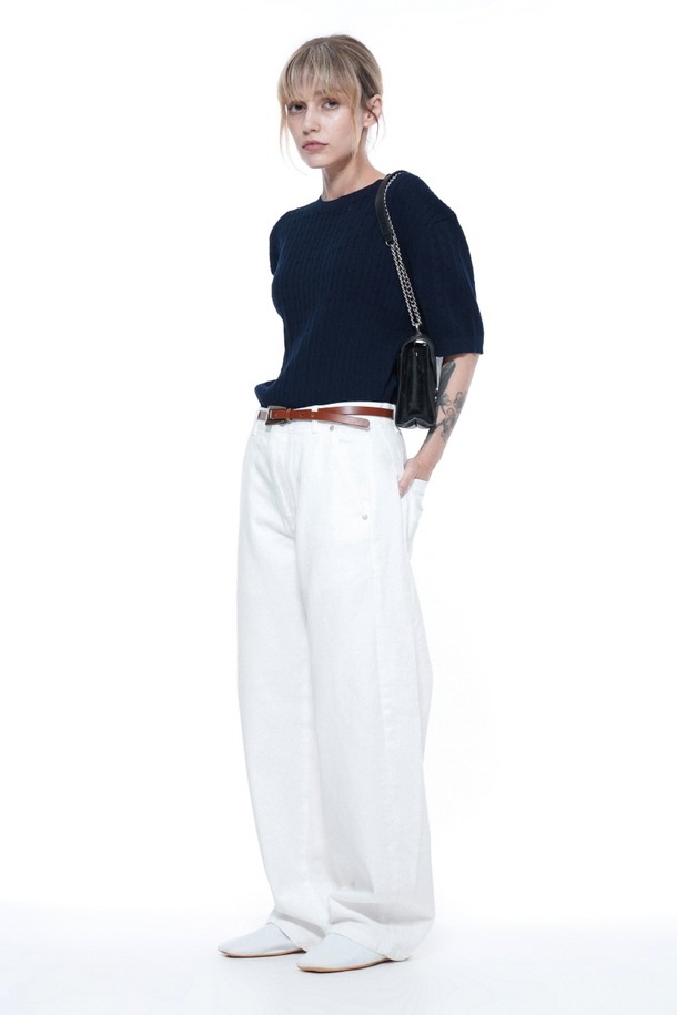 CHANCE'S NOI - 캐주얼팬츠 - Curved Fit Denim Pants - White