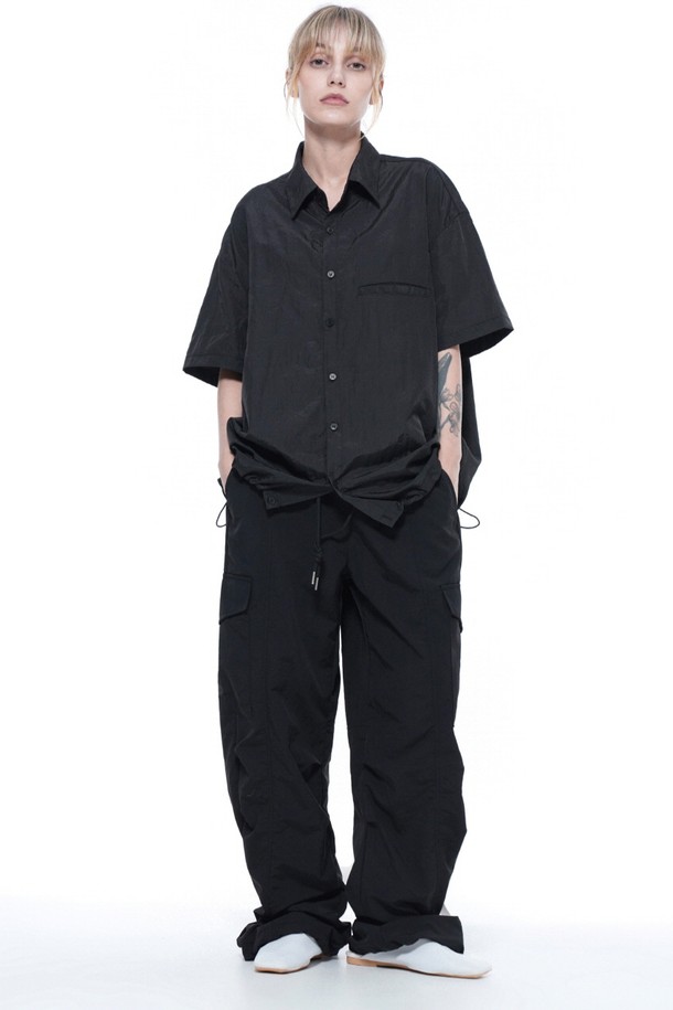 CHANCE'S NOI - 반팔셔츠 - Searsucker String Half Shirt - Black