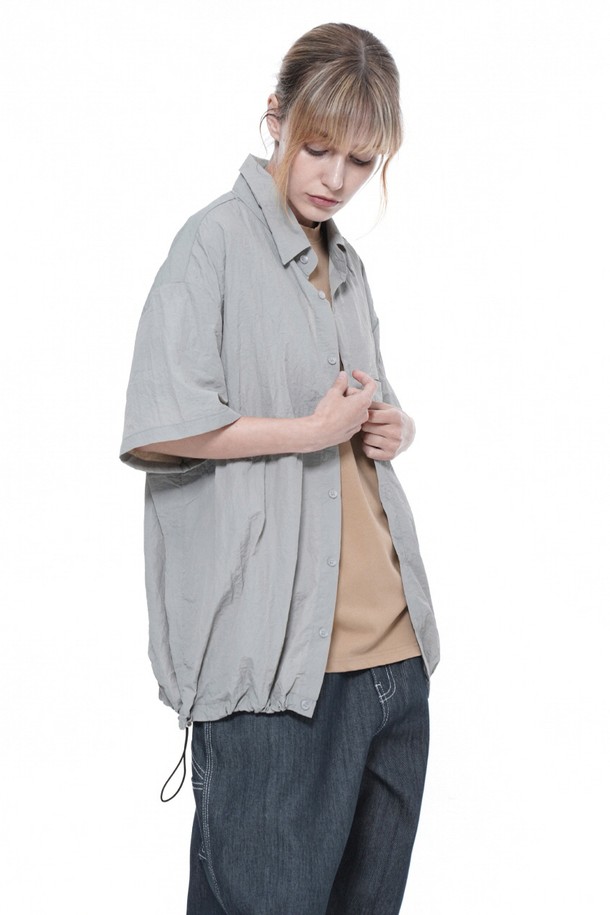 CHANCE'S NOI - 반팔셔츠 - Searsucker String Half Shirt - Light Gray