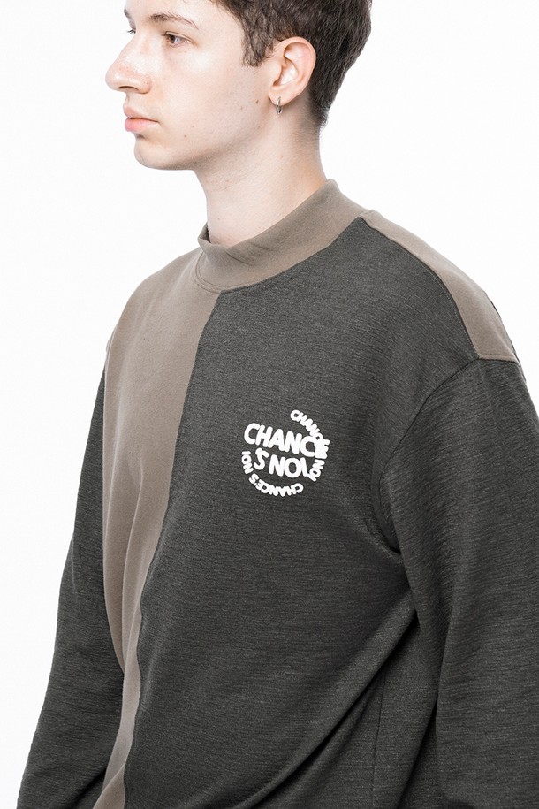 CHANCE'S NOI - 스웨트셔츠 - Circle Reverse Wool Hlaf-neck Sweat - Khaki Beige /M243MT04KA