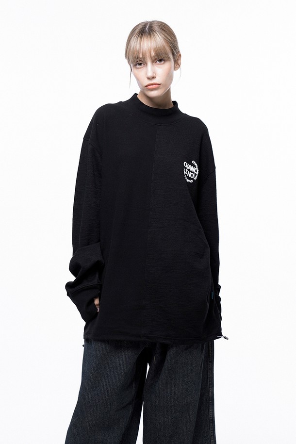 CHANCE'S NOI - 스웨트셔츠 - Circle Reverse Slev Hlaf-neck Sweat - Black /M243MT03BK