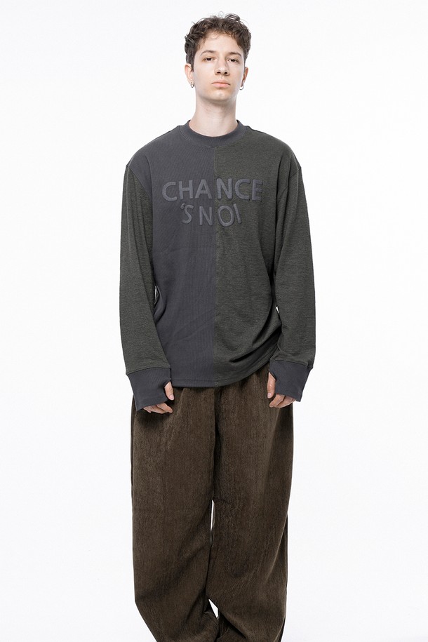 CHANCE'S NOI - 스웨트셔츠 - S`noi Reverse Rib Crew Neck Sweat - Khaki Charcoal /M243MT02CH