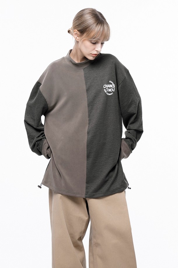 CHANCE'S NOI - 스웨트셔츠 - Circle Reverse Slev Hlaf-neck Sweat - Khaki Beige /M243MT03KA