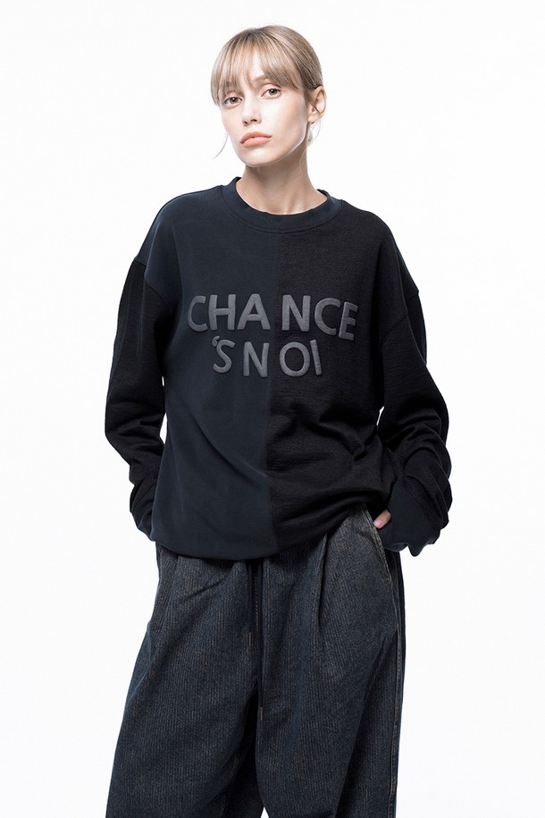 CHANCE'S NOI - 스웨트셔츠 - S`noi Reverse Slev Crew-neck Sweat - Black Navy /M243MT01BK