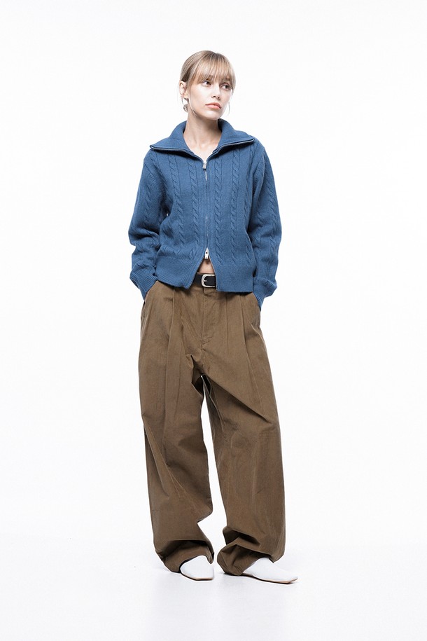 CHANCE'S NOI FOR WOMEN - 캐주얼팬츠 - Corduroy One-tuck Wide Pants - Brown /M243PT01BRW