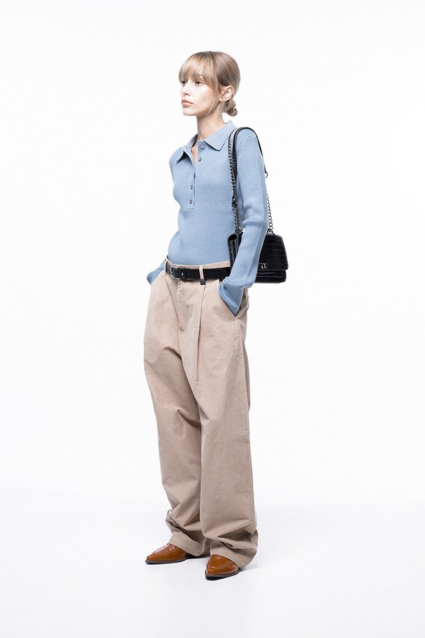 CHANCE'S NOI FOR WOMEN - 캐주얼팬츠 - Corduroy One-tuck Wide Pants - Beige /M243PT01BEW